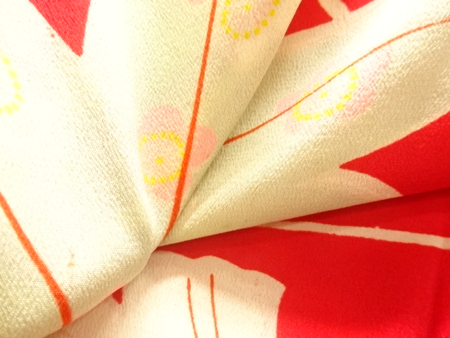  アンティーク　錦紗銀杏に楓模様長襦袢